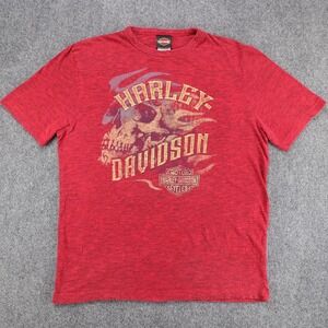 Harley Davidson Men Red Heather Skull Graphic‎ T-Shirt Barnett El Paso TX Large